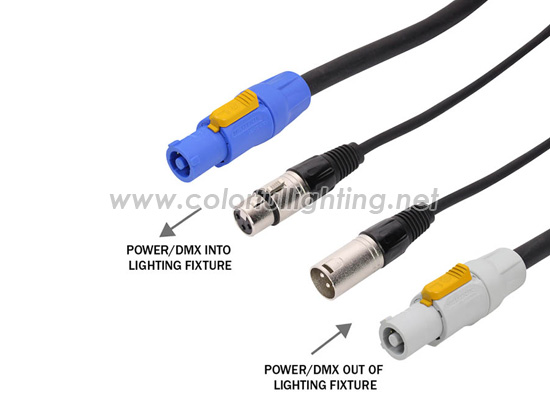 PowerCON & 3 Pin DMX Combination Cable